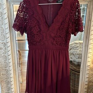 Lulu's Burgundy Crochet Lace Dress